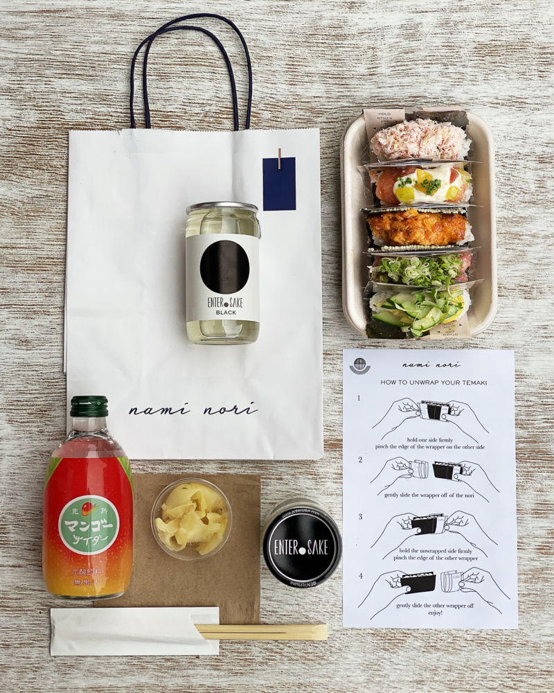 Nami Nori's custom-made and eco-friendly takeout packaging.