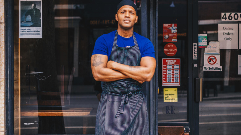 Darnell Reed in front of his restaurant, Luella's Southern Kitchen. // Credit: Angela Conners Treimer