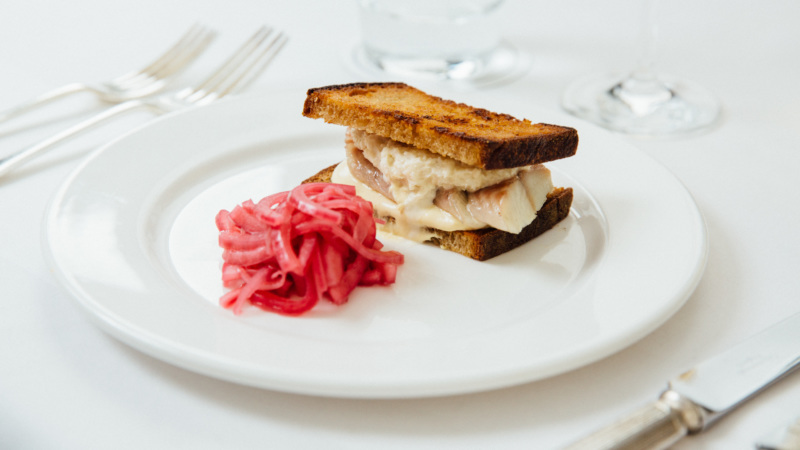 The smoked eel sandwich at Quo Vadis.