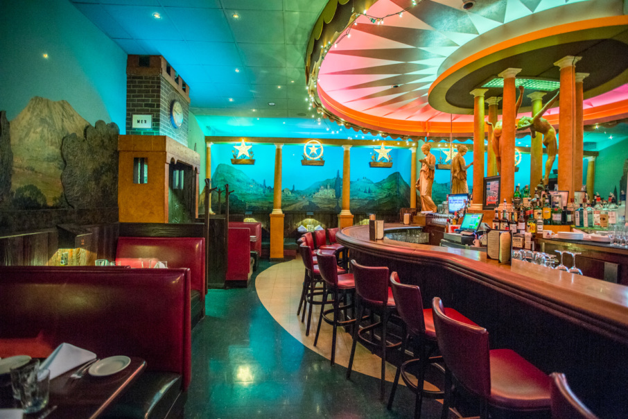 The carousel bar and booths at the Village