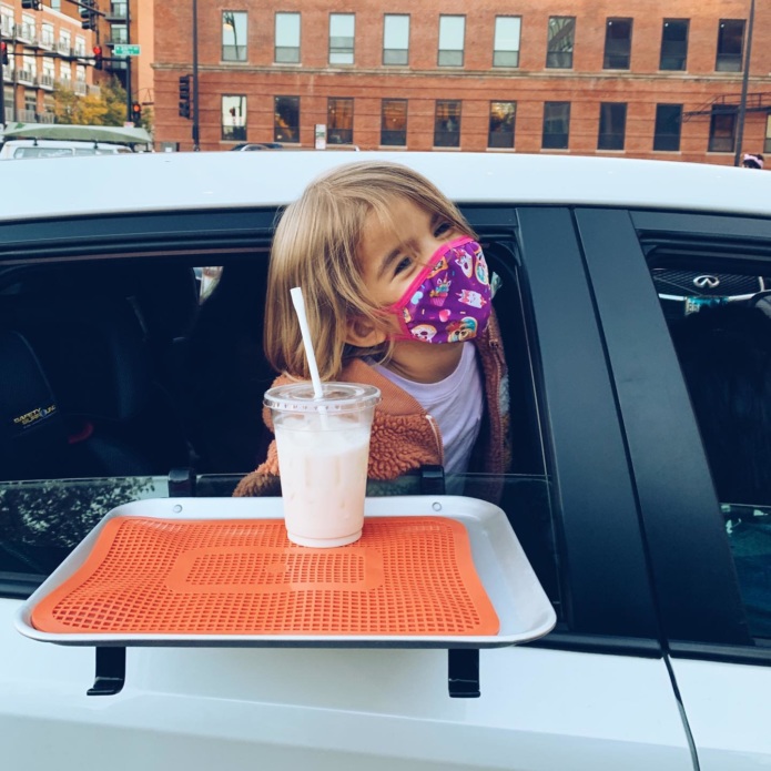 The drive-in tray (and a happy customer). // Photo courtesy of Ashley Ortiz