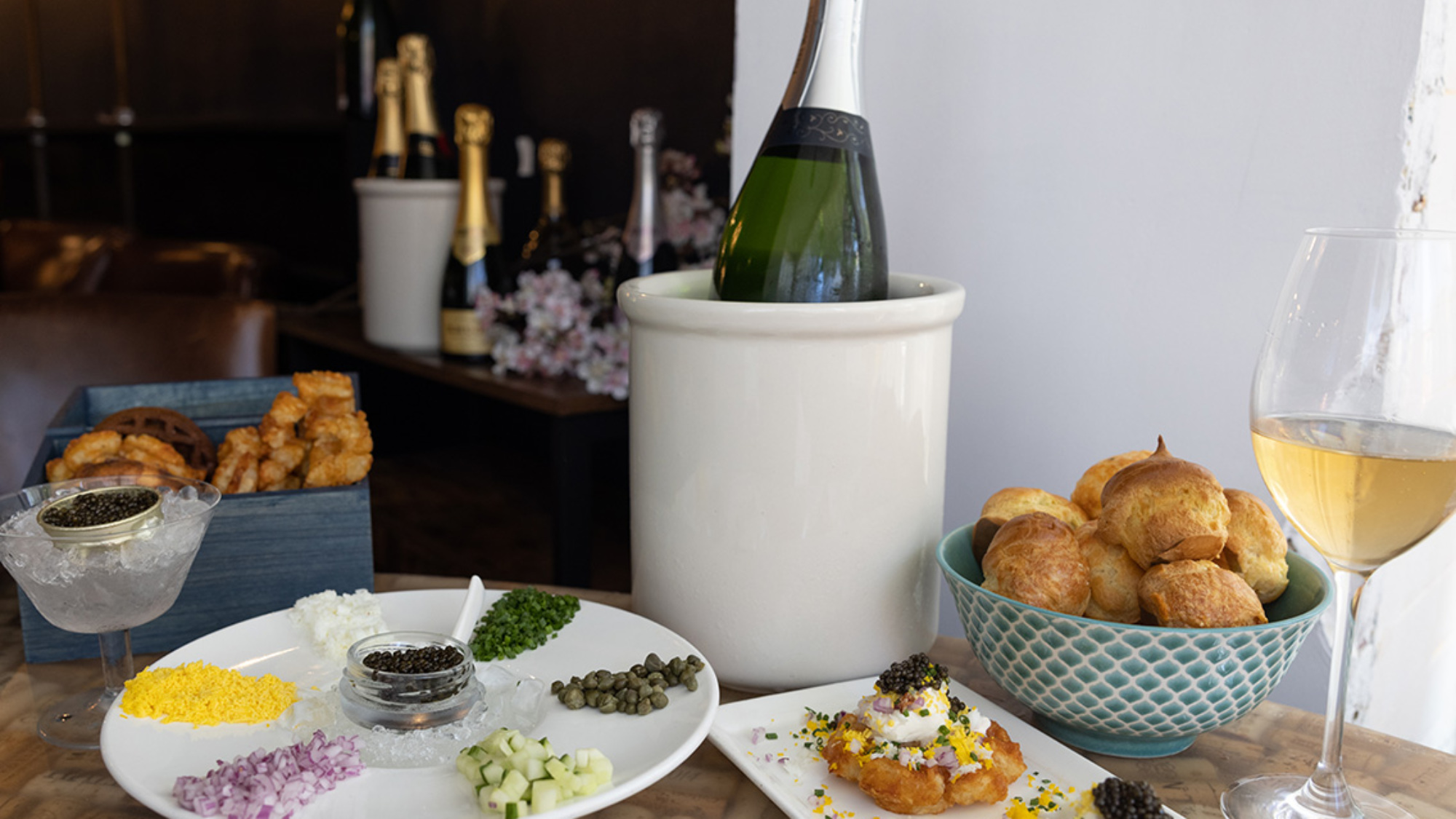 Go long on Champagne and caviar at Apéro. // Courtesy of Apéro DC; photo by Corbin Goldstein