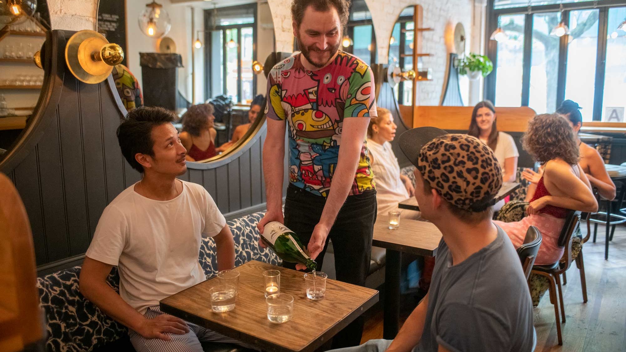 Austin Power, center, wants everyone to find a context to drink sake. // Photo courtesy of Accidental Bar