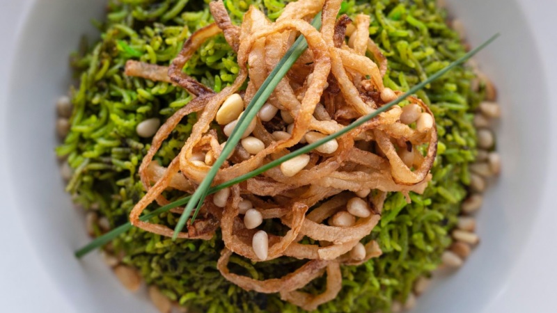 The emerald pilaf at Ame.