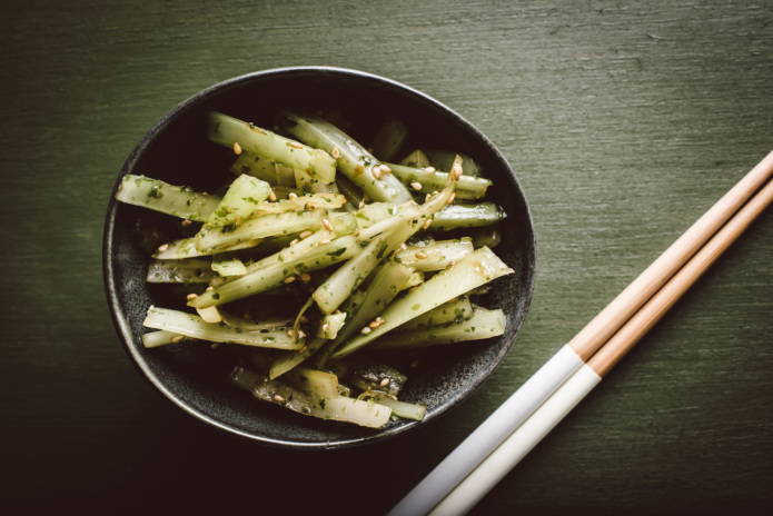 Kombu-marinated celery. // Photo by Regan Baroni