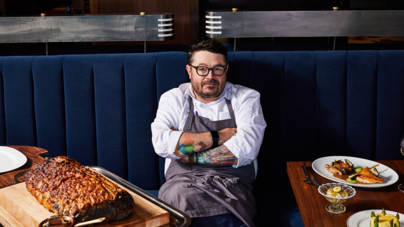 "I have this huge soft spot in my heart for prime rib, one of the first things I learned to cook.." Sean Brock surrounded by some of his dishes for the Continental. // Photography by Emily Dorio