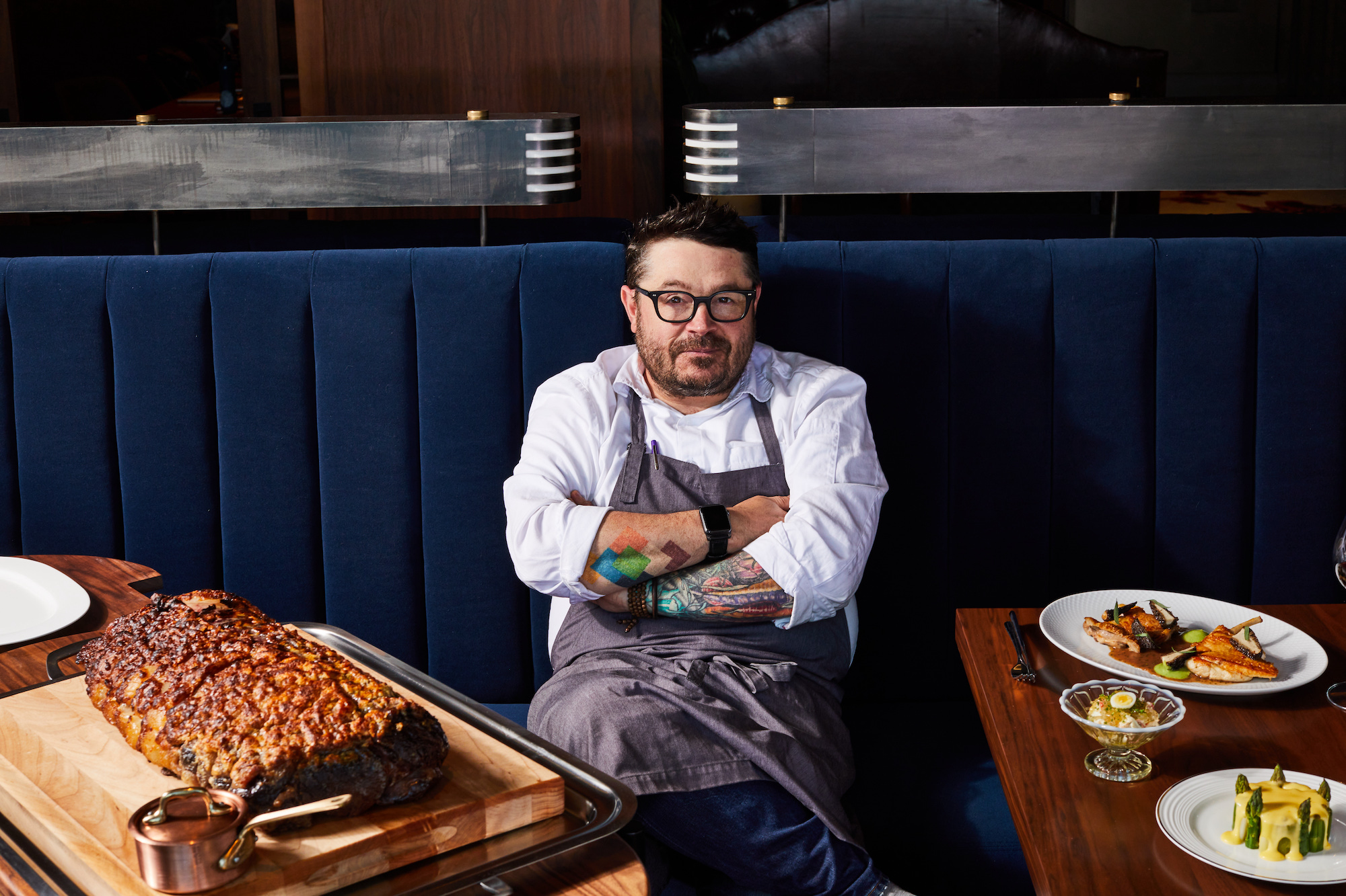 "I have this huge soft spot in my heart for prime rib, one of the first things I learned to cook.." Sean Brock surrounded by some of his dishes for the Continental. // Photography by Emily Dorio