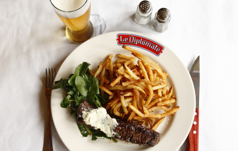 Steak frites at Le Diplomate.