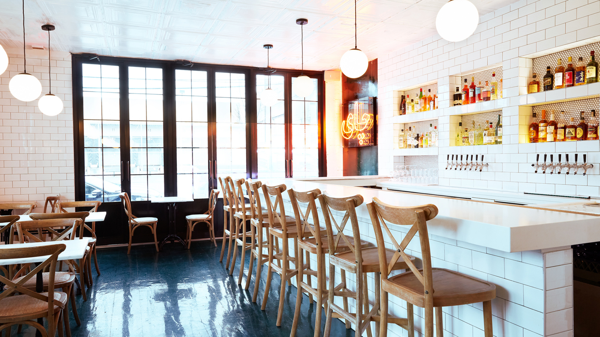 Rozhia Tabnak and Rodina Tabnak designed the restaurant space for Eyval.