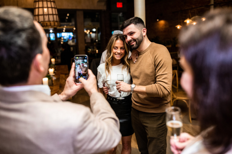 After countless dinner dates at Rosemary's, Jessica Zaloom and Michael Carcione celebrated their engagement at the restaurant in 2020 with family and friends.