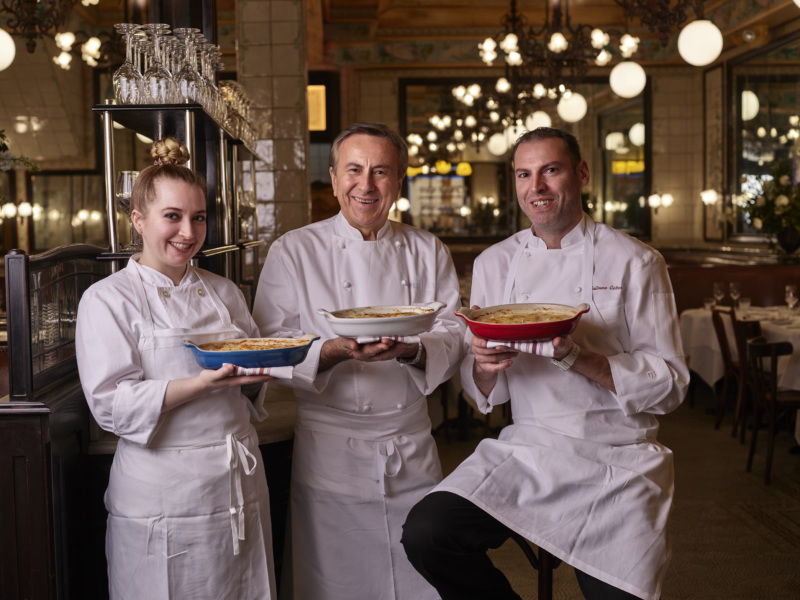 Le Gratin's team of chefs (left to right): pastry chef Kristyn Onasch; chef Daniel Boulud; and executive chef Guillaume Ginther.
