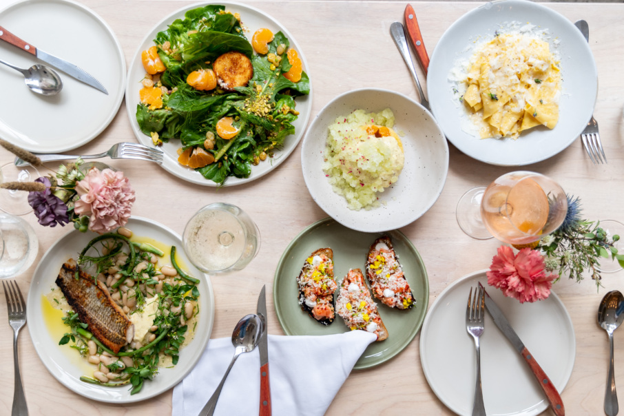 A spread of dishes from Il Fiorista