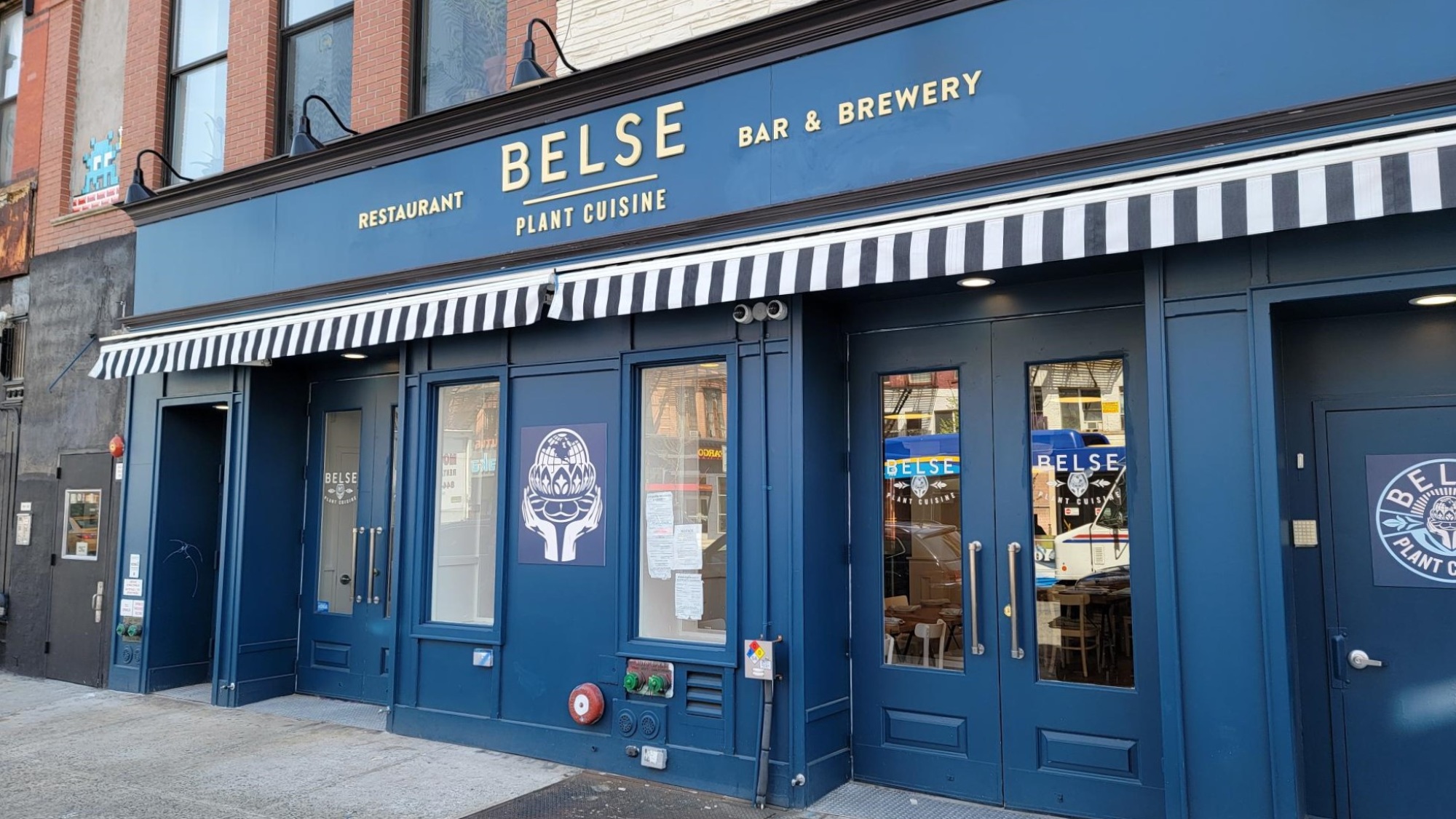 The exterior of Belse, a vegan restaurant and brewery that opened in June on the Bowery.