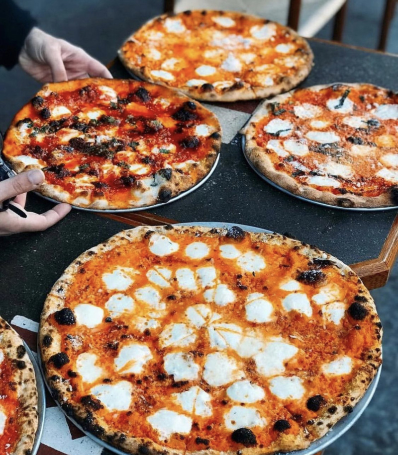 A spread of pizzas from Barano