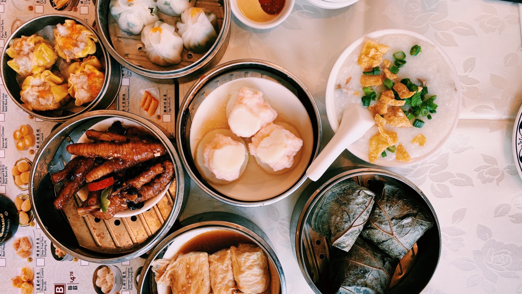 A spread of dim sum dishes from Sea Empress in Gardena, Calif.