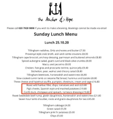 the anchor sunday lunch menu example