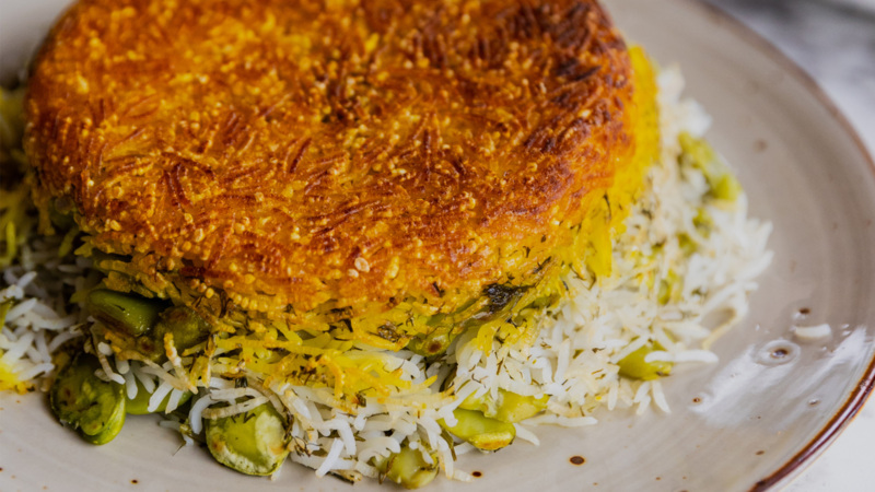 Tahdig rice at Yalda's Persian and Middle Eastern.