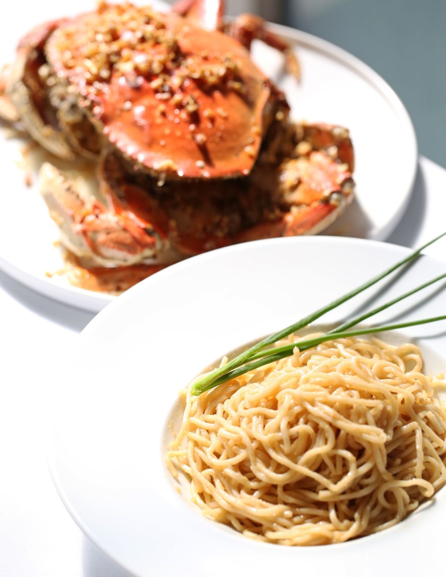 Dungeness crab and garlic noodles.