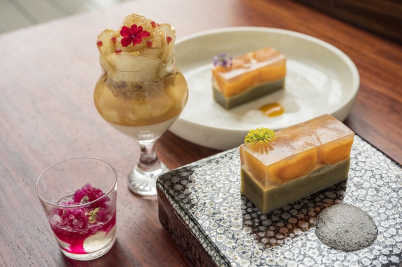 Desserts from Momoya Soho's pastry chef Norie Uematsu