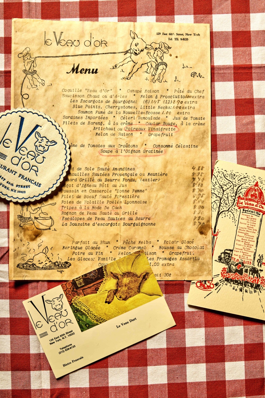 Le Veau d'Or old menu