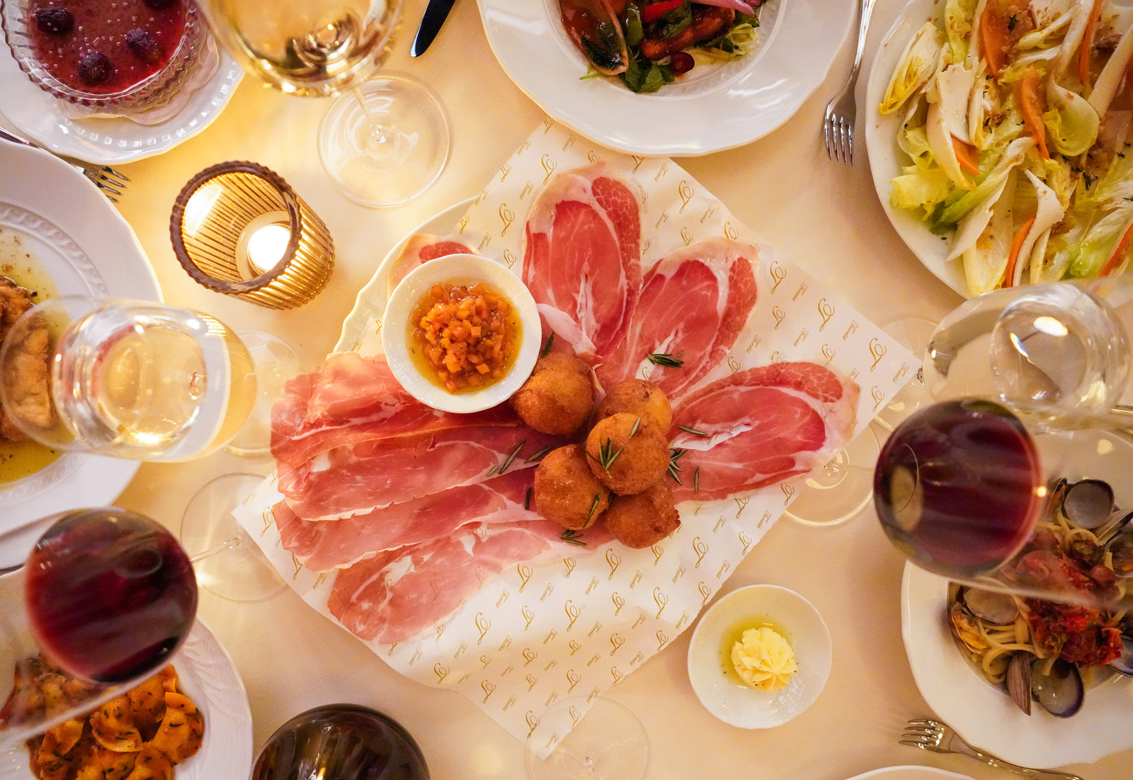 Torrisi hams with zeppole