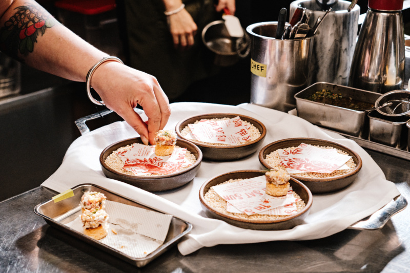 Preparing beef tartare at Friday Saturday Sunday