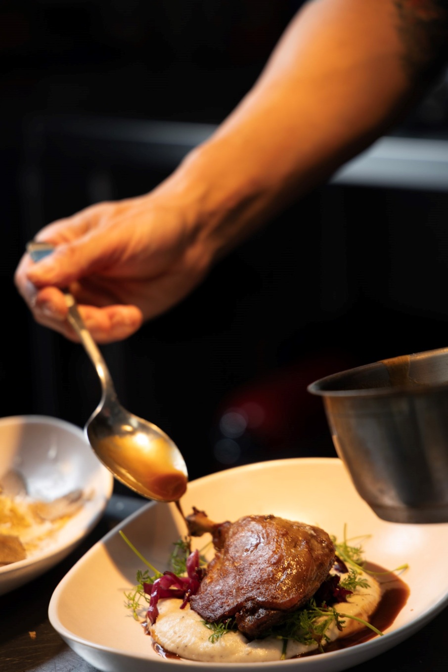 Auburn Angel plating duck confit