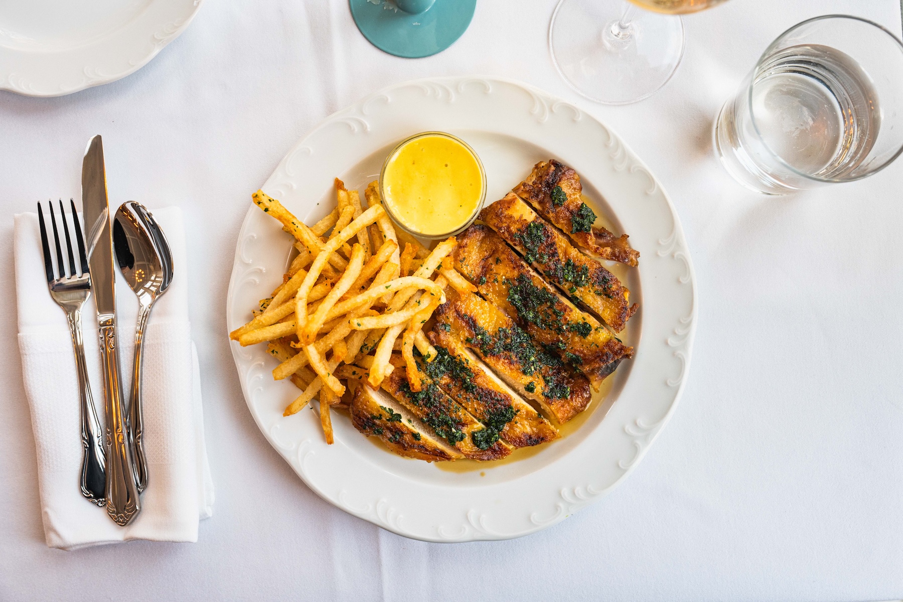 Golden chicken at Crevette