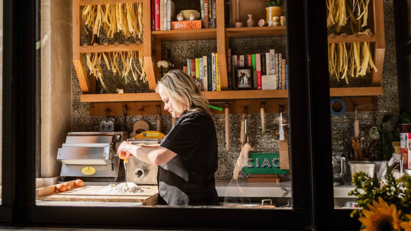 Leigh Hutchinson making pasta at Via Triozzi