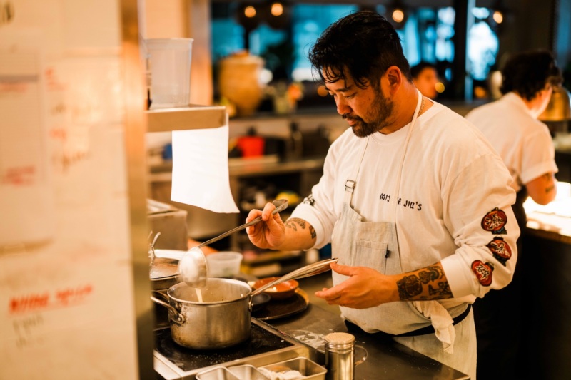 Brandon Jew in the kitchen