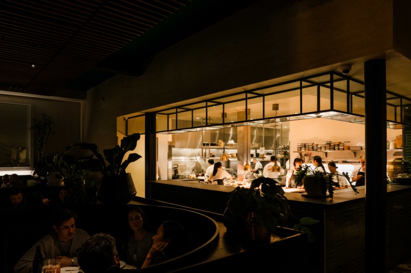 The open kitchen at Mister Jiu's