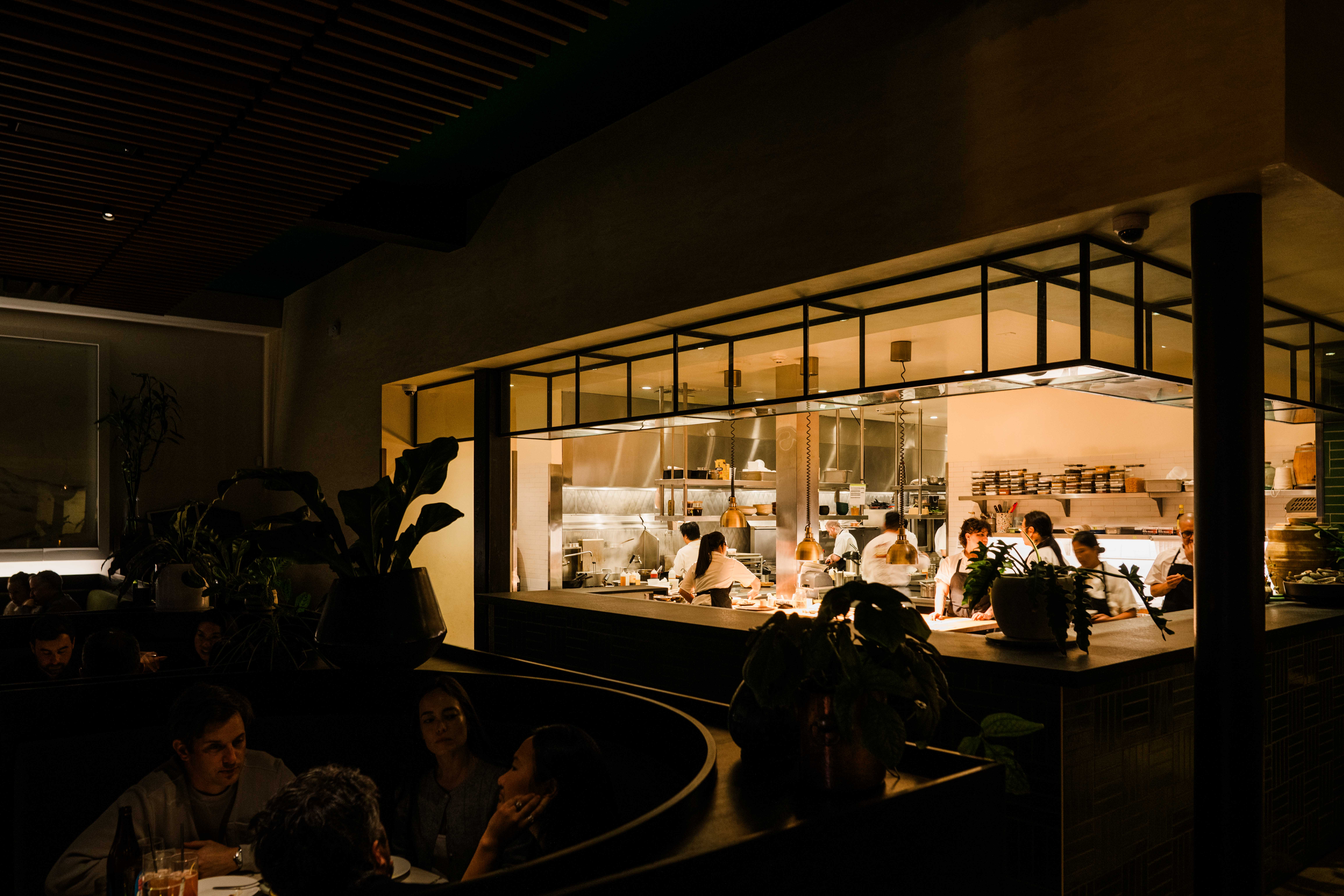 The open kitchen at Mister Jiu's