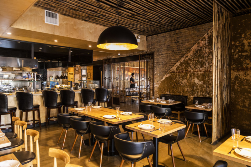 empty restaurant with tables and bar