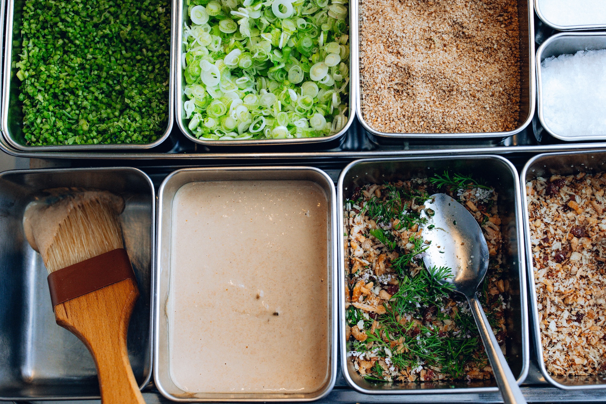 The prep station at Mister Jiu's