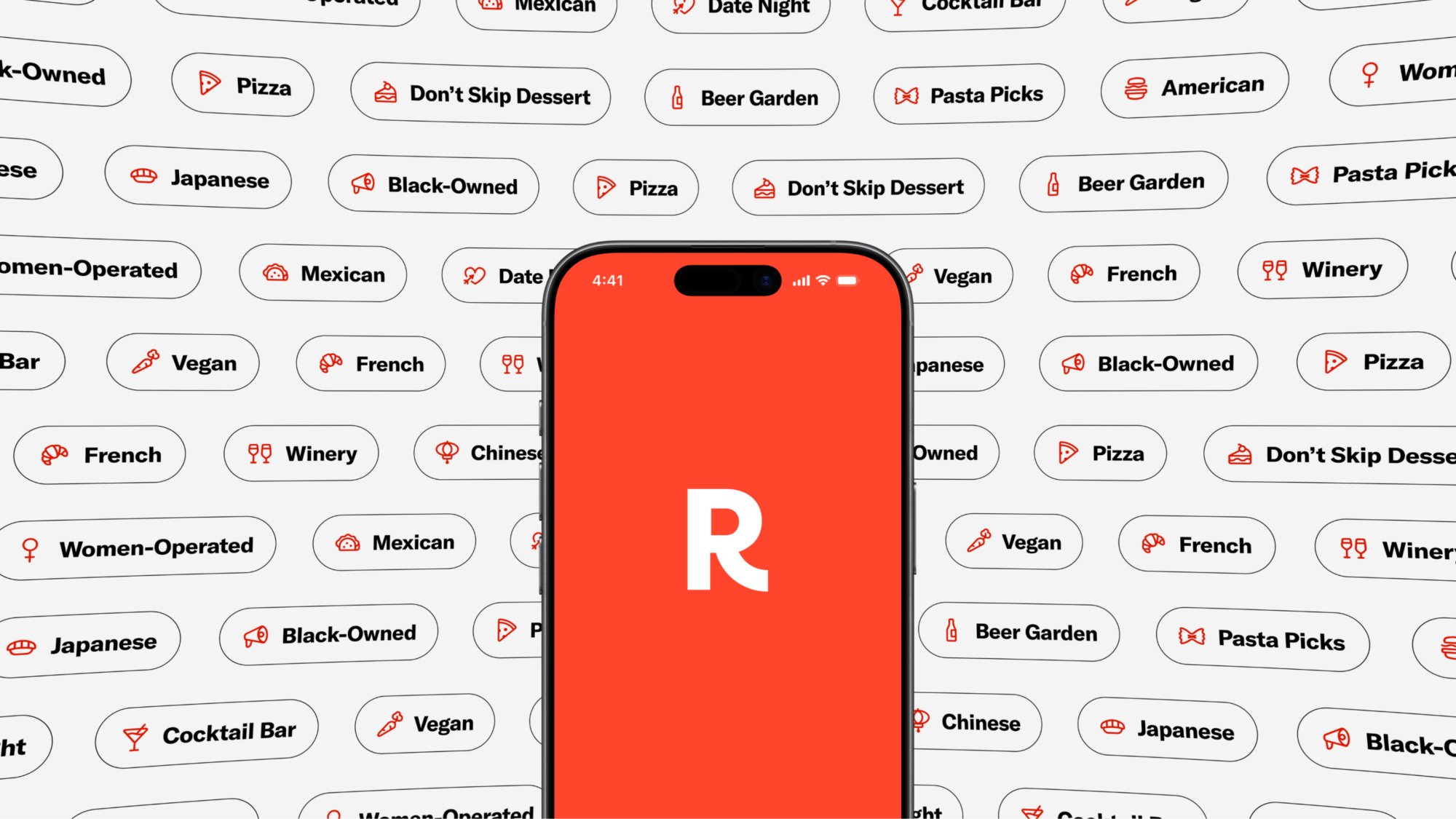 iPhone with Resy logo and badges behind it