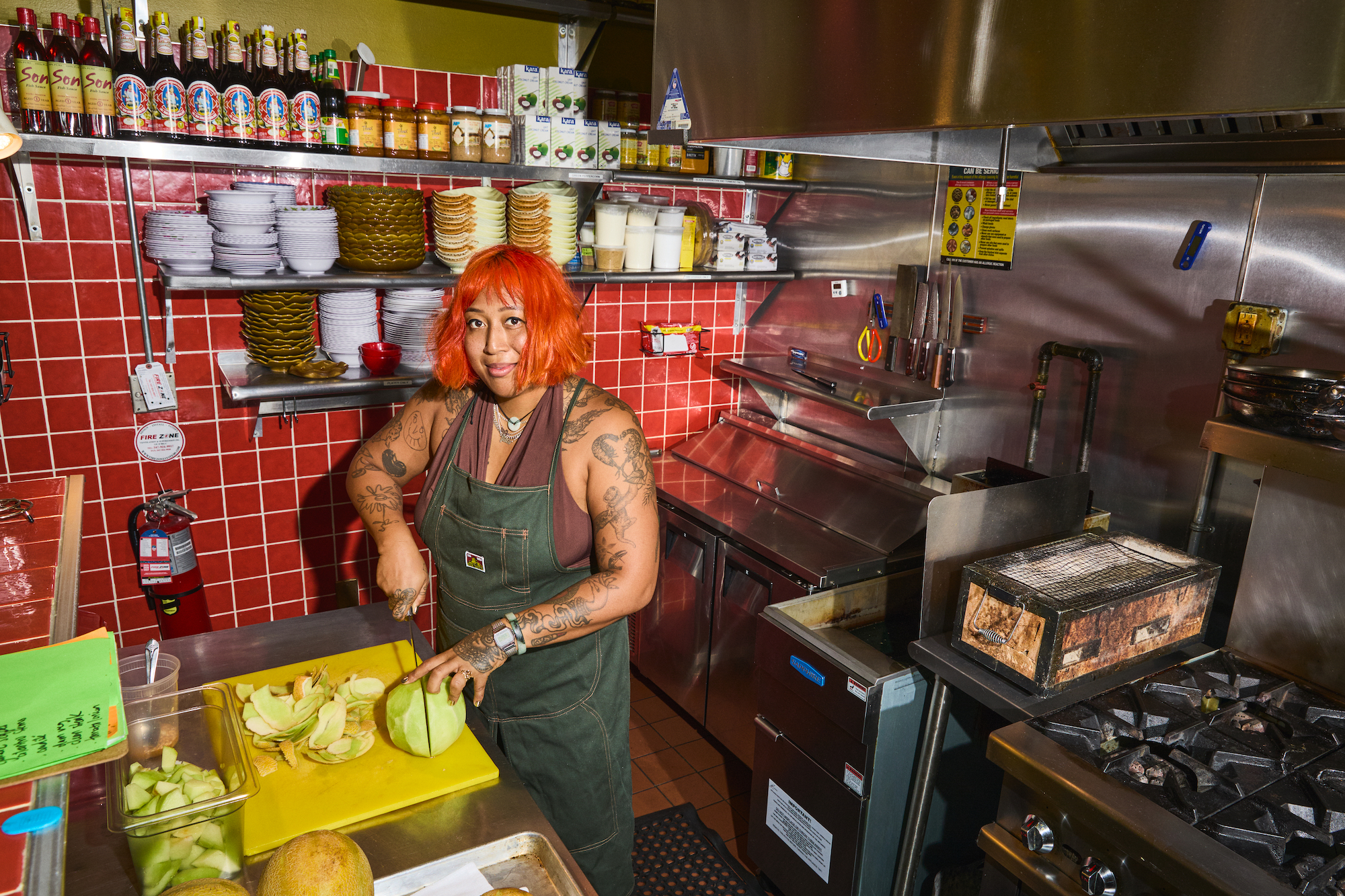 Chakriya Un in her tiny kitchen at Bong in NYC