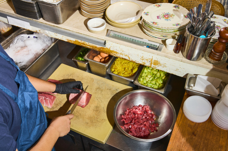 The prep station at Dame