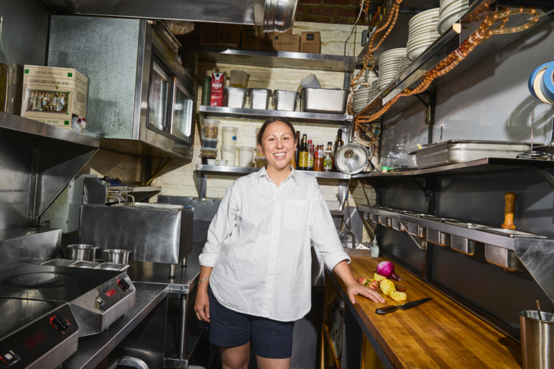 Gillian Graham in her tiny kitchen at Hart's